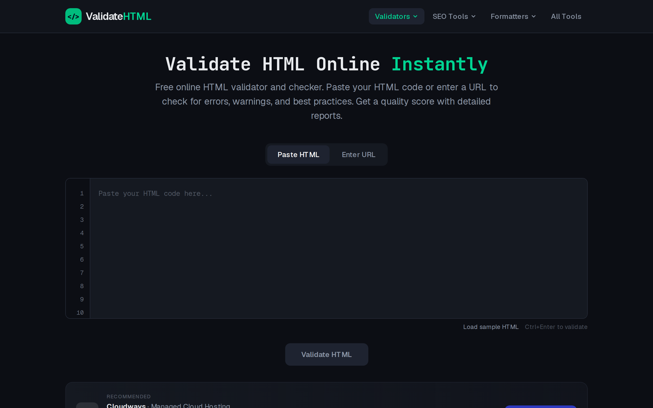 Aperçu de ValidateHTML.com
